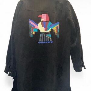 Black Jacket with Colorful Eagle Design